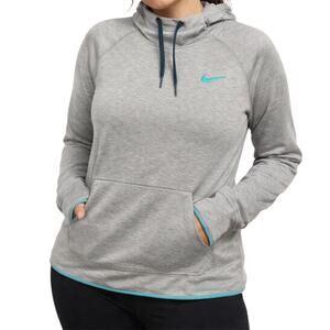 Nike Dri-Fit Gray Lightweight Hoodie Teal Trim Athletic Active Pullover Sz Small